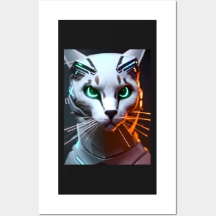 Cyberpunk Cat - Modern Digital Art Posters and Art